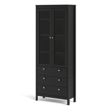 Load image into Gallery viewer, FTG Madrid Matt Black Glazed 2 Doors 3 Drawers Display Cabinet