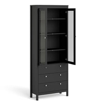 Load image into Gallery viewer, FTG Madrid Matt Black Glazed 2 Doors 3 Drawers Display Cabinet