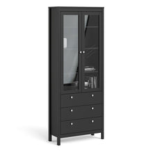 Load image into Gallery viewer, FTG Madrid Matt Black Glazed 2 Doors 3 Drawers Display Cabinet