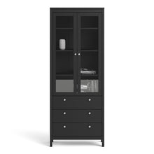 Load image into Gallery viewer, FTG Madrid Matt Black Glazed 2 Doors 3 Drawers Display Cabinet