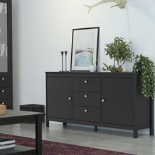 Load image into Gallery viewer, FTG Madrid Matt Black 2 Doors 3 Drawers Sideboard