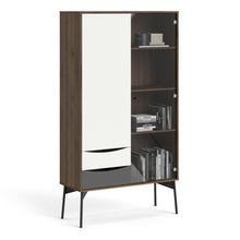 Load image into Gallery viewer, Fur Grey, White and Walnut 1 Door 1 Glass Door 2 Drawers China Display Cabinet