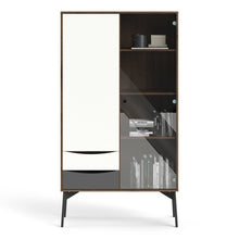 Load image into Gallery viewer, Fur Grey, White and Walnut 1 Door 1 Glass Door 2 Drawers China Display Cabinet
