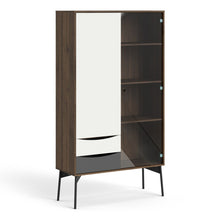 Load image into Gallery viewer, Fur Grey, White and Walnut 1 Door 1 Glass Door 2 Drawers China Display Cabinet