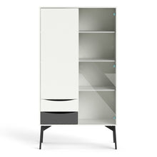 Load image into Gallery viewer, Fur Grey and White 1 Door 1 Glass Door 2 Drawers China Display Cabinet