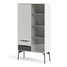 Load image into Gallery viewer, Fur Grey and White 1 Door 1 Glass Door 2 Drawers China Display Cabinet
