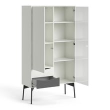 Load image into Gallery viewer, Fur Grey and White 1 Door 1 Glass Door 2 Drawers China Display Cabinet