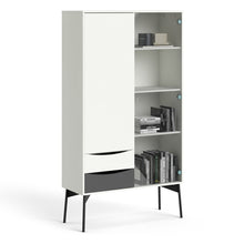 Load image into Gallery viewer, Fur Grey and White 1 Door 1 Glass Door 2 Drawers China Display Cabinet