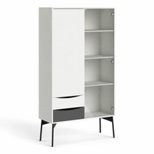 Load image into Gallery viewer, Fur Grey and White 1 Door 1 Glass Door 2 Drawers China Display Cabinet