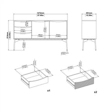 Load image into Gallery viewer, Fur Grey, White and Walnut 2 Doors 3 Drawers Sideboard
