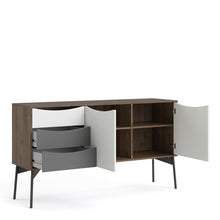 Load image into Gallery viewer, Fur Grey, White and Walnut 2 Doors 3 Drawers Sideboard