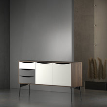 Load image into Gallery viewer, Fur Grey, White and Walnut 2 Doors 3 Drawers Sideboard