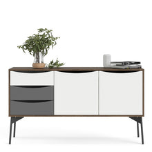 Load image into Gallery viewer, Fur Grey, White and Walnut 2 Doors 3 Drawers Sideboard
