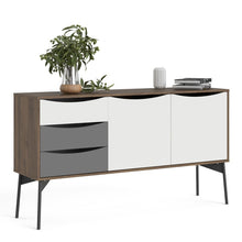 Load image into Gallery viewer, Fur Grey, White and Walnut 2 Doors 3 Drawers Sideboard