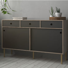 Load image into Gallery viewer, Rome Jackson Hickory Oak/Matt Black 2 Sliding Doors 3 Drawers Sideboard