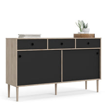 Load image into Gallery viewer, Rome Jackson Hickory Oak/Matt Black 2 Sliding Doors 3 Drawers Sideboard