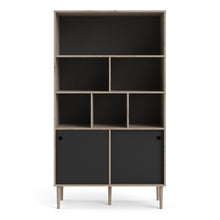Load image into Gallery viewer, Rome Jackson Hickory Oak/Matt Black 2 Sliding Doors Display Cabinet