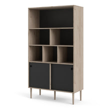 Load image into Gallery viewer, Rome Jackson Hickory Oak/Matt Black 2 Sliding Doors Display Cabinet