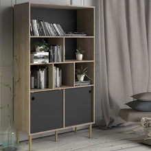 Load image into Gallery viewer, Rome Jackson Hickory Oak/Matt Black 2 Sliding Doors Display Cabinet