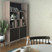 Load image into Gallery viewer, Rome Jackson Hickory Oak/Matt Black 2 Sliding Doors Display Cabinet