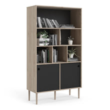 Load image into Gallery viewer, Rome Jackson Hickory Oak/Matt Black 2 Sliding Doors Display Cabinet