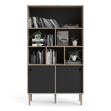 Load image into Gallery viewer, Rome Jackson Hickory Oak/Matt Black 2 Sliding Doors Display Cabinet