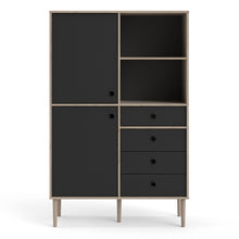 Load image into Gallery viewer, Rome Jackson Hickory Oak/Matt Black 2 Doors 4 Drawers Display Cabinet