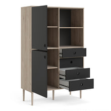 Load image into Gallery viewer, Rome Jackson Hickory Oak/Matt Black 2 Doors 4 Drawers Display Cabinet