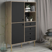 Load image into Gallery viewer, Rome Jackson Hickory Oak/Matt Black 2 Doors 4 Drawers Display Cabinet