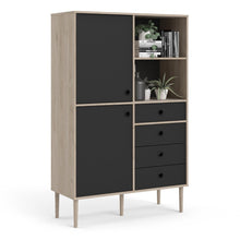 Load image into Gallery viewer, Rome Jackson Hickory Oak/Matt Black 2 Doors 4 Drawers Display Cabinet