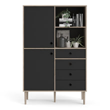 Load image into Gallery viewer, Rome Jackson Hickory Oak/Matt Black 2 Doors 4 Drawers Display Cabinet