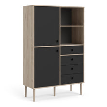 Load image into Gallery viewer, Rome Jackson Hickory Oak/Matt Black 2 Doors 4 Drawers Display Cabinet