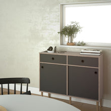 Load image into Gallery viewer, Rome Jackson Hickory Oak/Matt Black 2 Sliding Doors 2 Drawers Sideboard