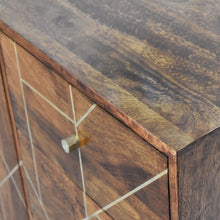Load image into Gallery viewer, Chestnut Gold Inlay Abstract 3 Drawer Sideboard